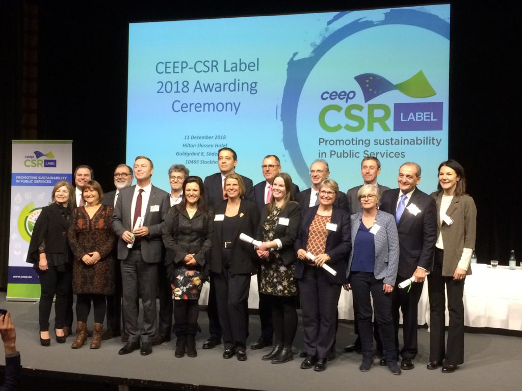 Les lauréats du label CEEP-CSR le 11 décembre à Stockholm. Photo CEEP